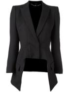 Alexander Mcqueen High Low Blazer, Women's, Size: 40, Black, Cupro/wool/silk
