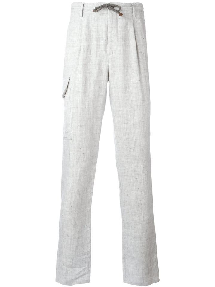 Brunello Cucinelli - Drawstring Trousers - Men - Cotton/linen/flax/viscose - 52, Grey, Cotton/linen/flax/viscose