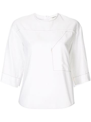 Ports Pure Contrast Stitching Top - White