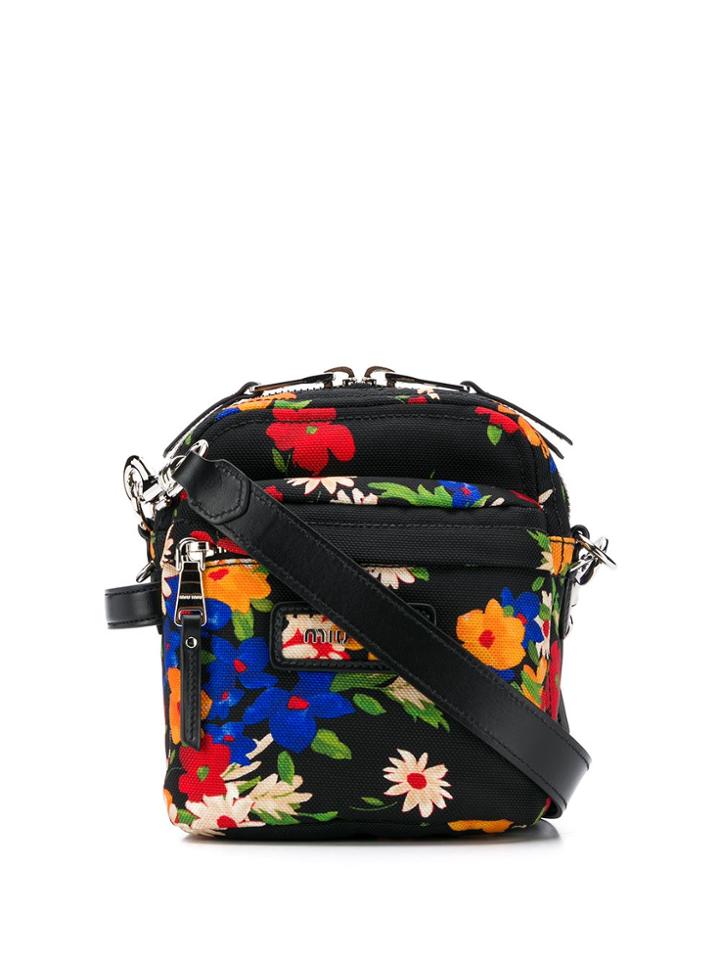 Miu Miu Bouquet Print Bandoleer Bag - Black