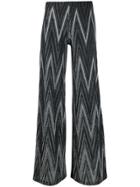 M Missoni Zigzag Metallic Knit Palazzo Pants - Black