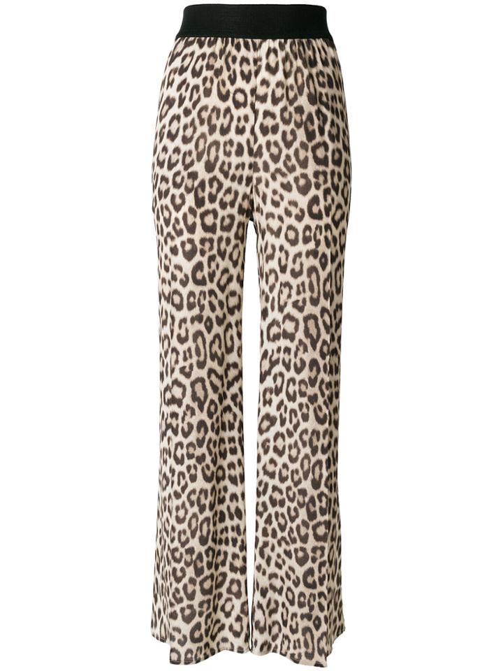 Twin-set Leopard Print Flared Trousers - Brown