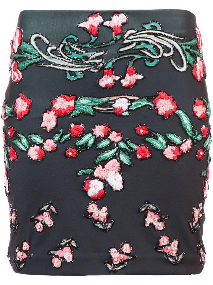 Patbo Hand-embroidered Mini Skirt - Black