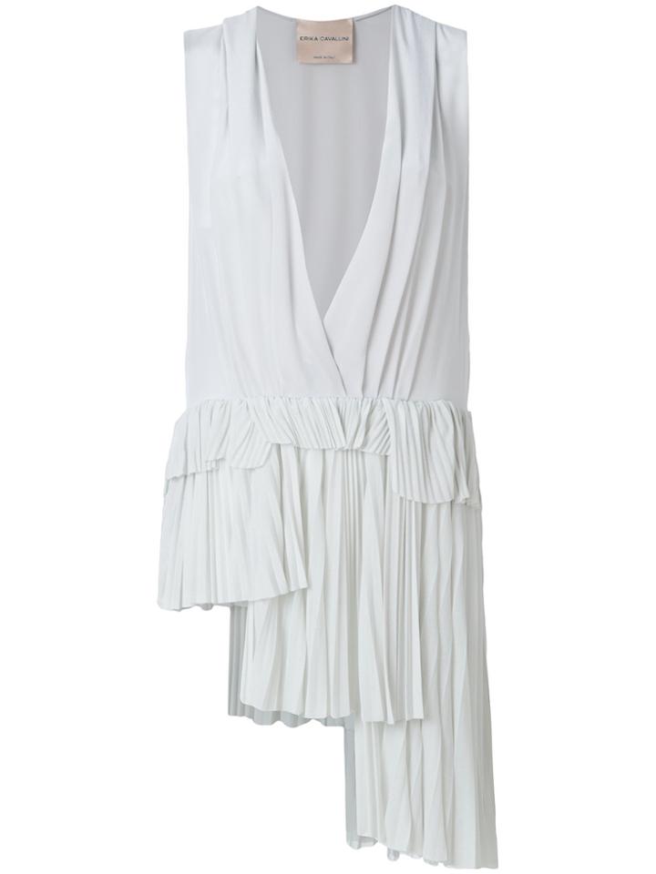 Erika Cavallini Low Cut Asymmetric Pleat Top - Grey