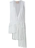 Erika Cavallini Low Cut Asymmetric Pleat Top - Grey