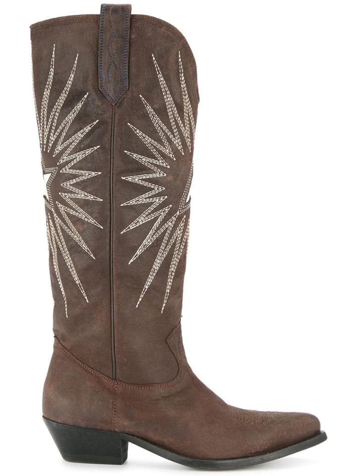Golden Goose Deluxe Brand Embroidered Cowboy Boots - Brown