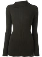Twin-set Turtleneck Ribbed Top Jumper, Women's, Size: Medium, Green, Viscose/polyamide
