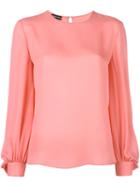 Emporio Armani Sleeve Detail Blouse, Women's, Size: 38, Pink/purple, Silk