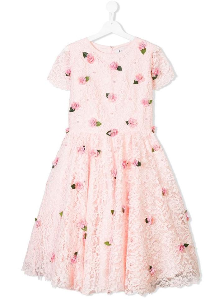 Lesy Flower Applique Dress - Pink