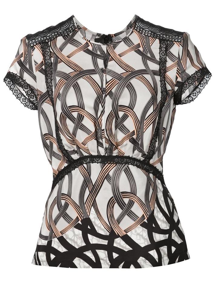 Yigal Azrouel Lace Trim Printed Blouse