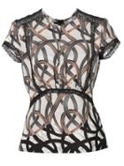 Yigal Azrouel Lace Trim Printed Blouse