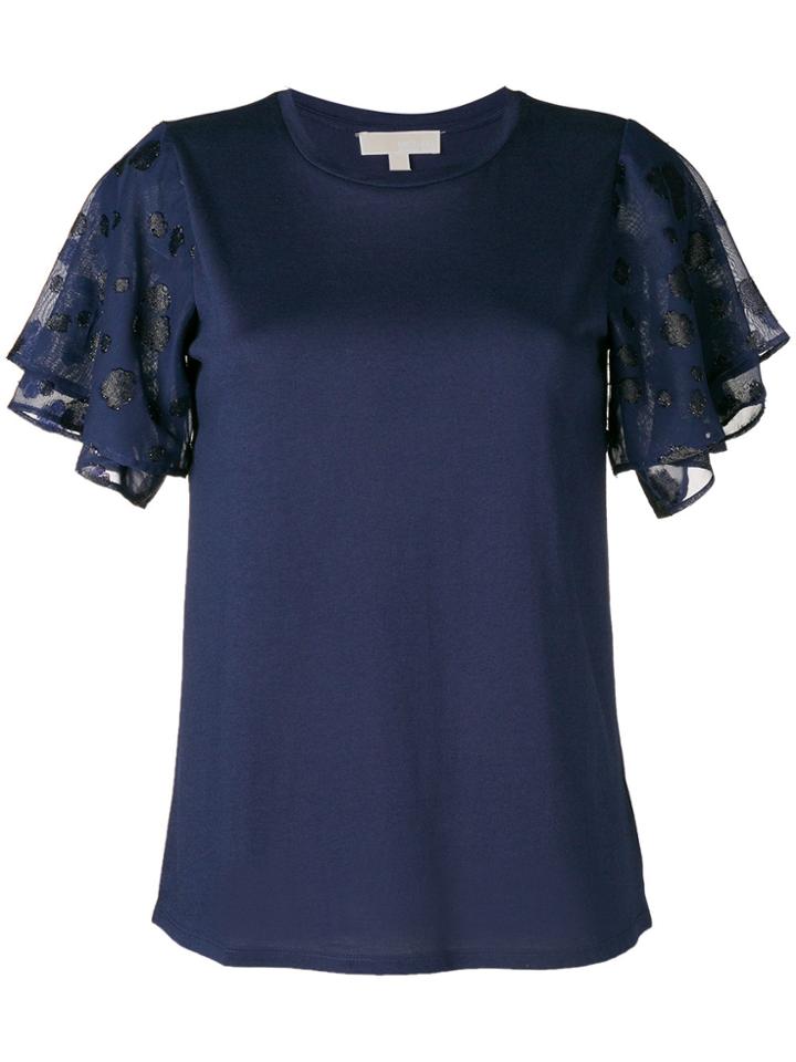 Michael Michael Kors Flared Short Sleeved Blouse - Blue