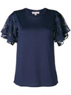 Michael Michael Kors Flared Short Sleeved Blouse - Blue