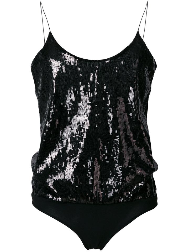 Laneus Sequin Embellished Bodysuit - Black
