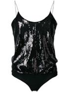 Laneus Sequin Embellished Bodysuit - Black