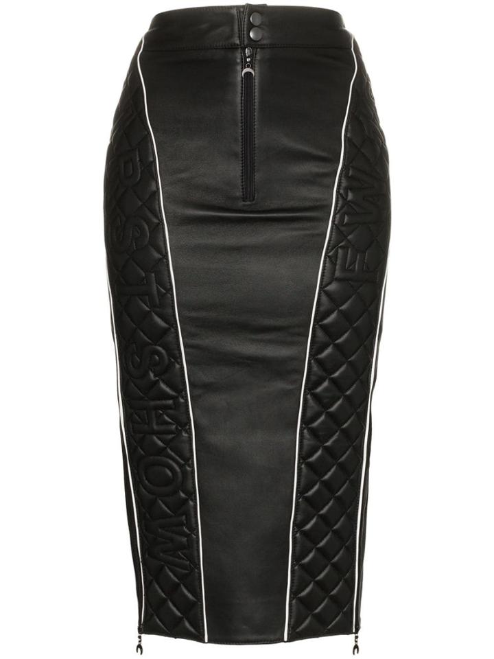 Marine Serre High Waisted Quilted Leather Midi Skirt - Black
