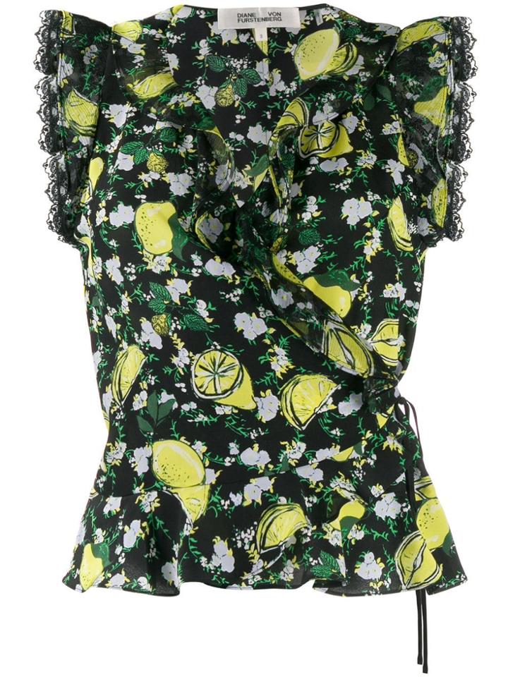 Diane Von Furstenberg Lemon Print Vest Top - Black