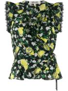 Diane Von Furstenberg Lemon Print Vest Top - Black