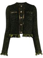 Versace Fringe-trimmed Knitted Jacket - Black