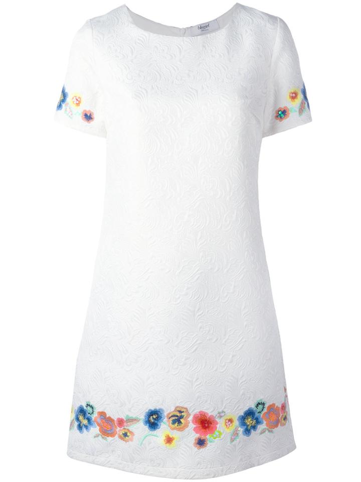 Blugirl Floral Embroidered Jacquard Dress, Women's, Size: 46, White, Cotton/polyester