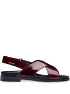 Prada Brushed Leather Sandals - Red