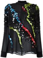 Versace 'jagged Baroque' Sequin Detail Blouse, Women's, Size: 40, Black, Silk/viscose/spandex/elastane