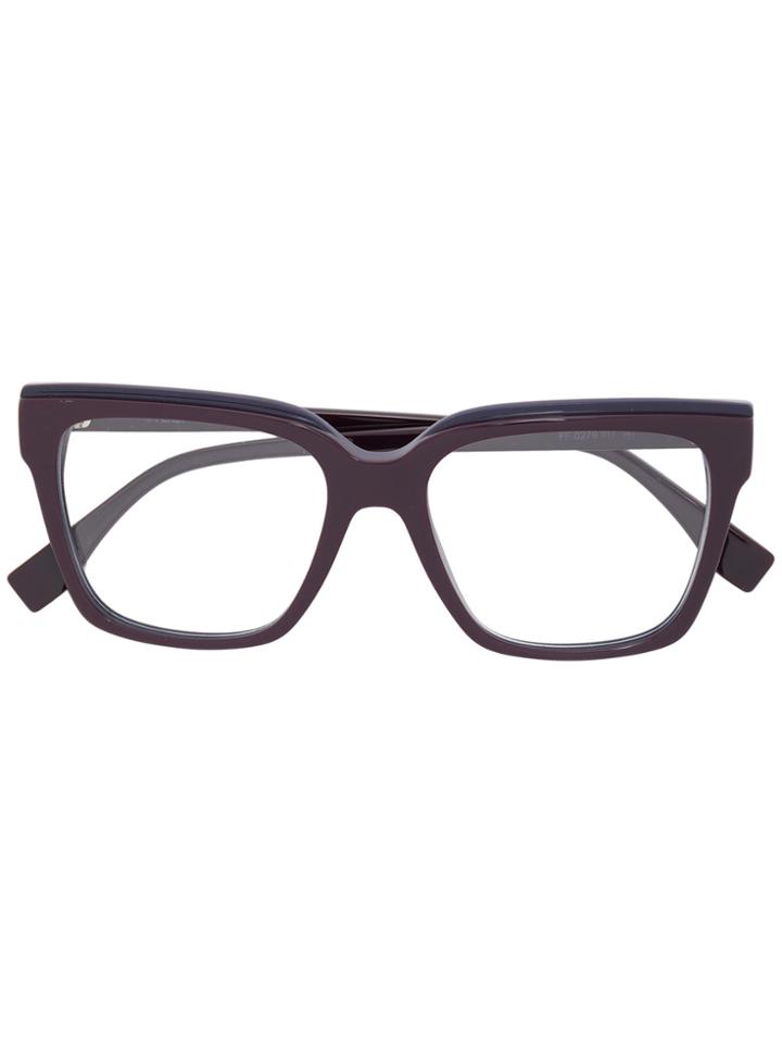 Fendi Eyewear Square Frame Glasses - Pink & Purple