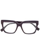Fendi Eyewear Square Frame Glasses - Pink & Purple