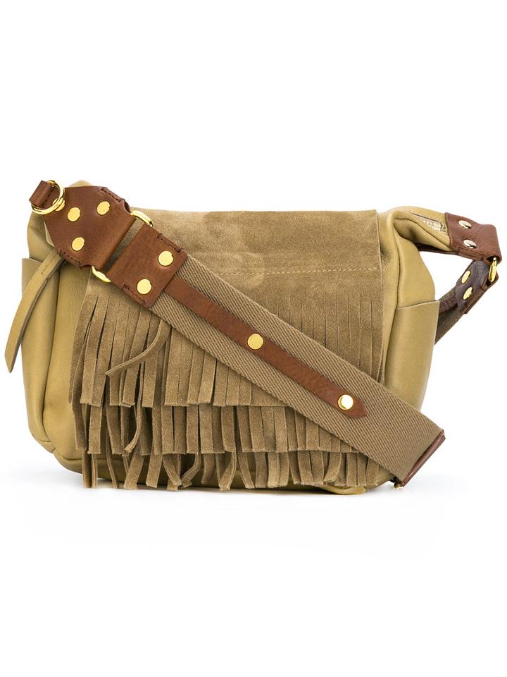 Isabel Marant - Fringed Beaty Shoulder Bag - Women - Lamb Skin/suede - One Size, Nude/neutrals, Lamb Skin/suede