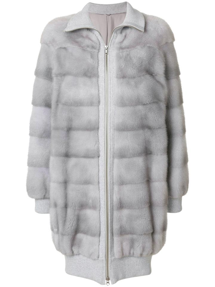 Liska Striped Coat - Grey