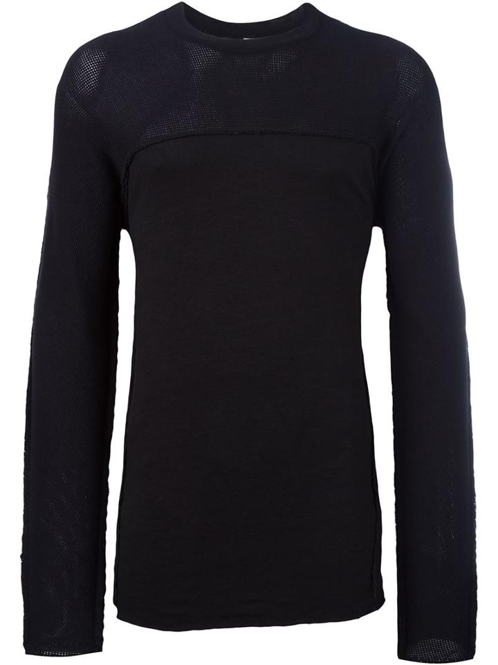Damir Doma Textured Contrast Shoulder Sweatshirts, Men's, Size: Small, Black, Linen/flax/spandex/elastane