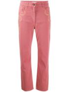 Etro Embroidered Cropped Jeans - Pink