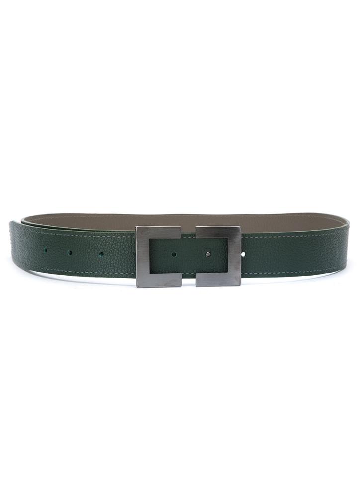 Sarah Chofakian Leather Face De Acro Belt - Green