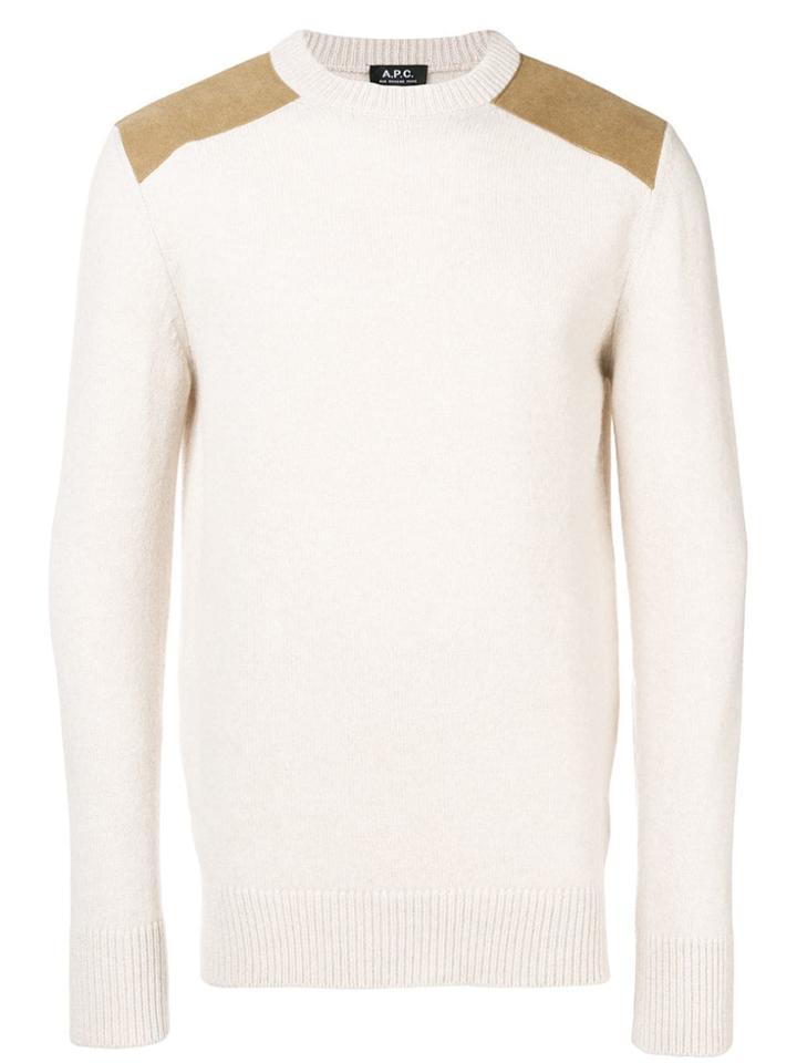 A.p.c. Contrast-patch Sweater - Nude & Neutrals