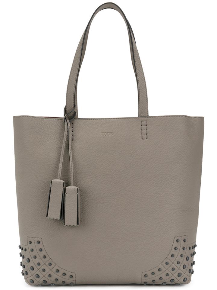 Tod's Studded Trim Shoulder Bag - Grey