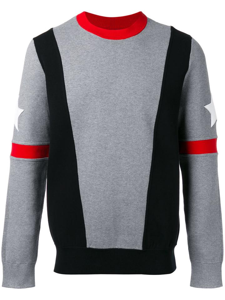 Givenchy Stars And Stripe Sweatshirt, Men's, Size: Large, Grey, Cotton/polyamide/spandex/elastane