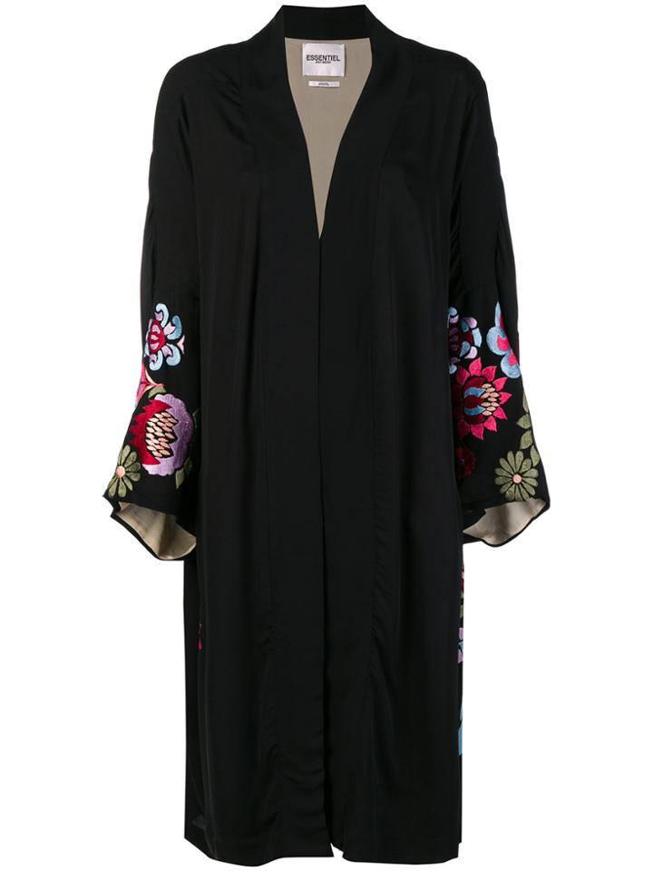 Essentiel Antwerp Rargot Floral Oversized Coat - Black