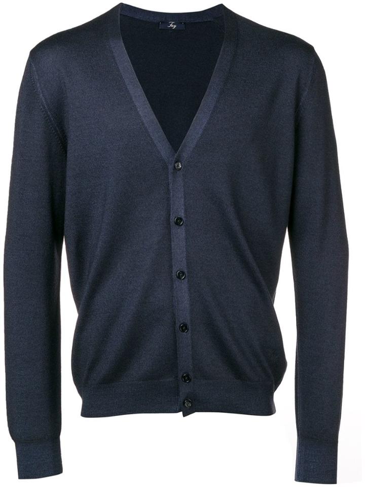 Fay Classic Button-up Cardigan - Blue