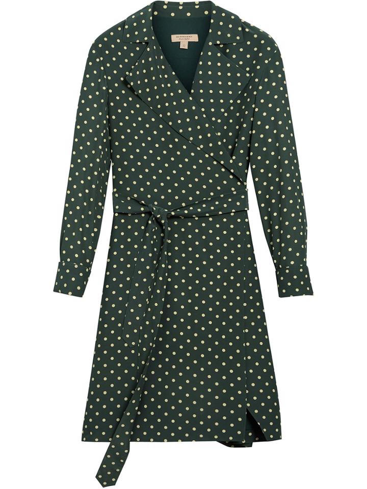 Burberry Polka-dot Wrap Dress - Green