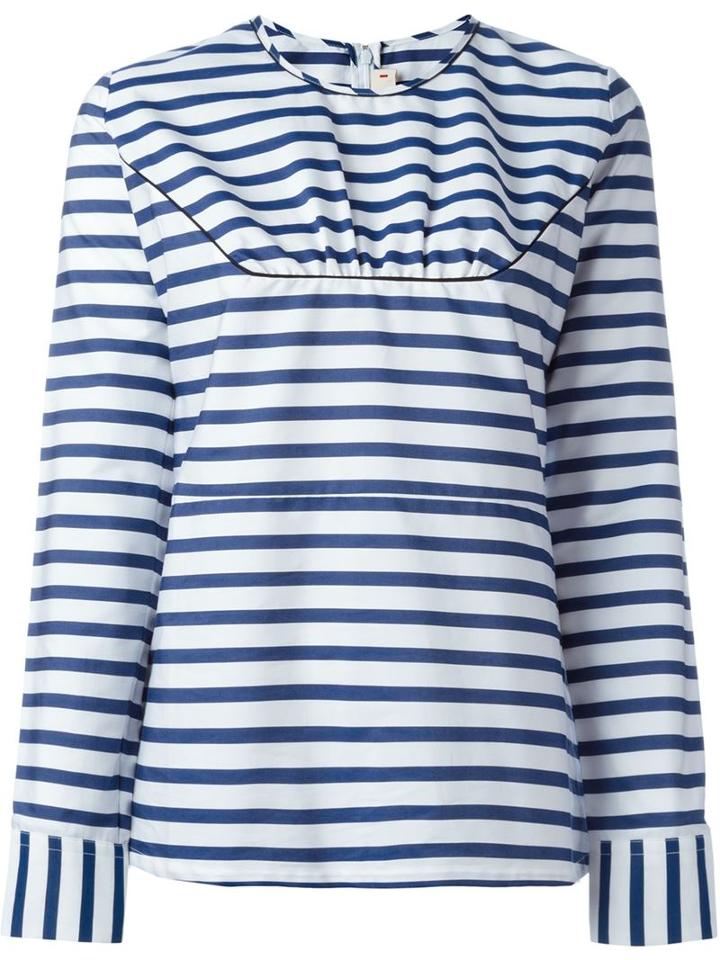 Marni Striped Blouse, Women's, Size: 42, Blue, Cotton