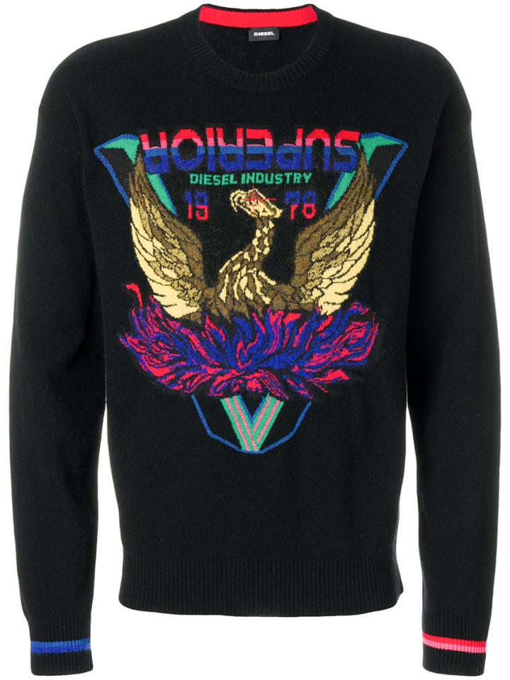 Diesel Superior Eagle Patch Sweater - Black