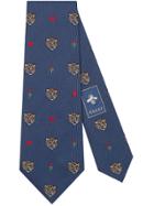 Gucci Tigers Pattern Silk Tie - Blue