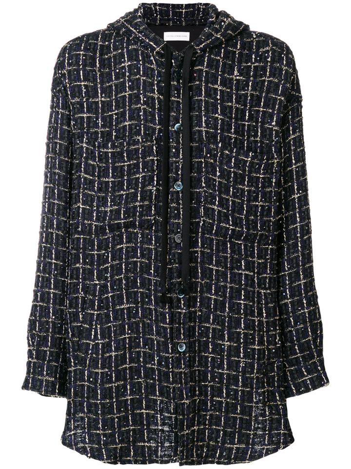 Faith Connexion Tweed Hooded Coat - Black