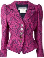 Yves Saint Laurent Vintage Fitted Jacquard Blazer, Women's, Size: 40, Pink/purple