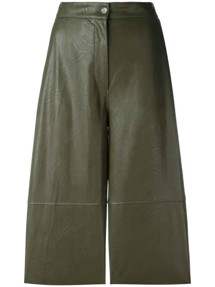 Mm6 Maison Margiela Panelled Cropped Trousers, Women's, Size: 44, Green, Viscose/polyurethane