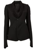 Rick Owens Shawl Collar Blazer, Women's, Size: 40, Black, Silk/cotton/spandex/elastane/virgin Wool