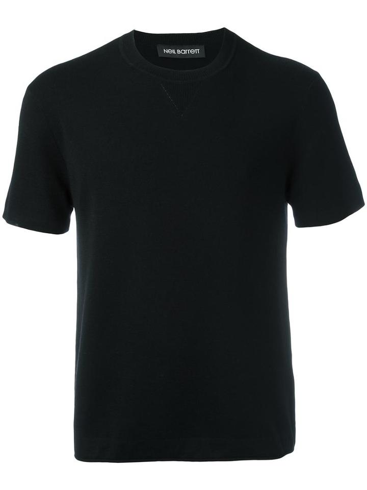 Neil Barrett Short Sleeve Jumper, Men's, Size: Medium, Black, Wool/cashmere/silk