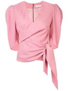 Bianca Spender Sloane Front-tie Blouse - Pink