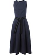 Brunello Cucinelli Belted Panel Dress, Women's, Size: M, Blue, Acetate/polyester/cotton