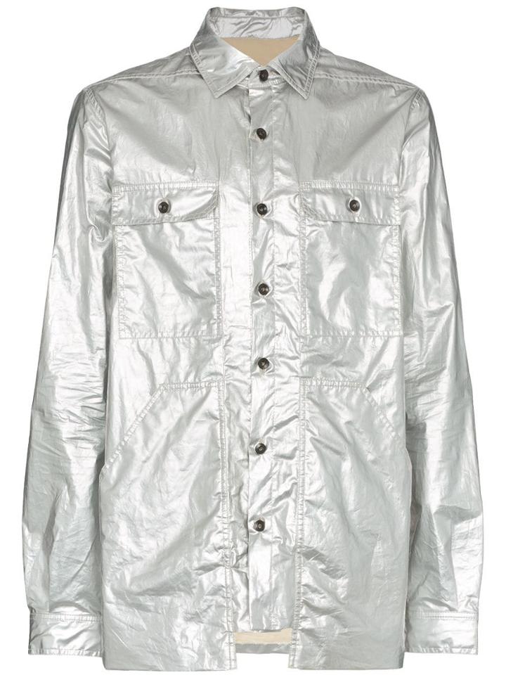 Rick Owens Drkshdw Babel Cargo Pocket Cotton Shirt - Silver
